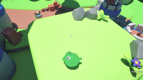The Rolling Splat! frog character in a colorful level